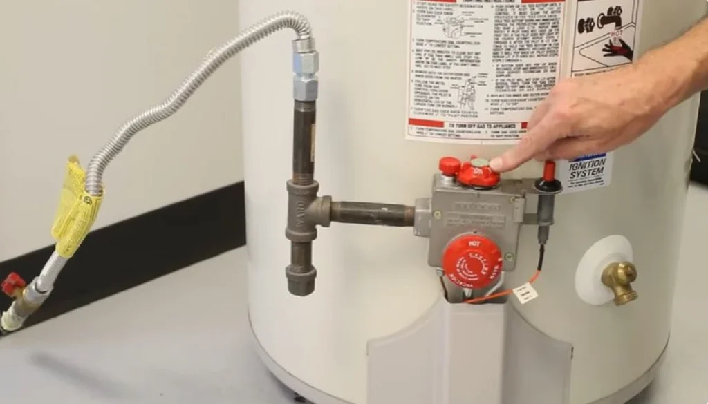 gas water heater reset button won't push in