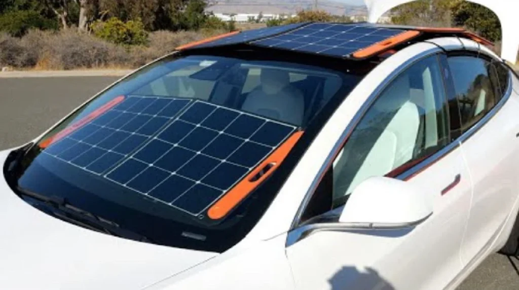 charging tesla with portable solar panels